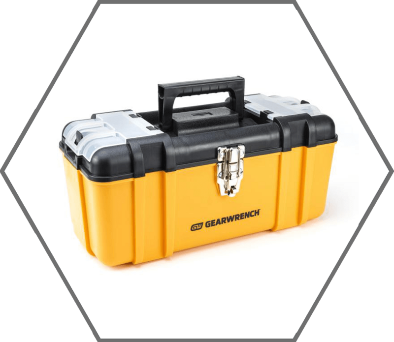 16-1/2"L x 7-3/4"W x 8-1/2"H GearWrench Red Plastic Tool Box with Tote Tray