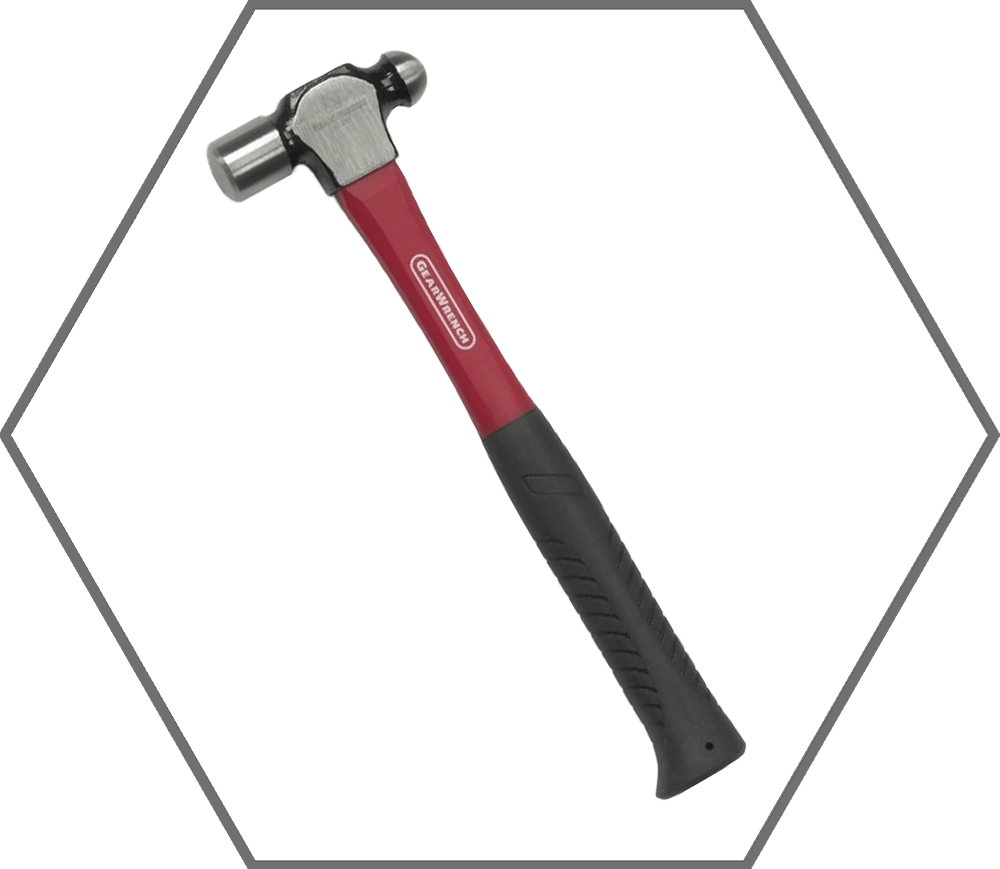 16oz GearWrench Polished Head Cushion Grip Fiberglass Handle Ball Pein Hammer