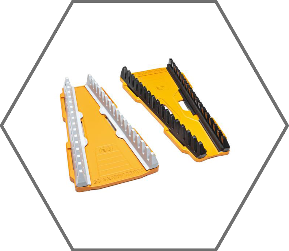 2pc GearWrench 16 Slot Reversible Combination Wrench Drawer Rack Set