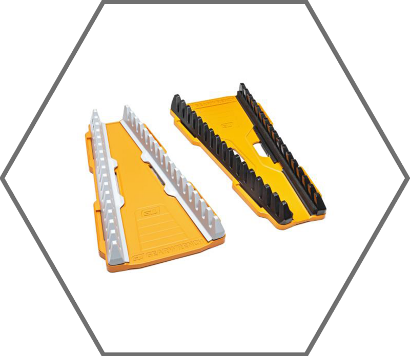2pc GearWrench 16 Slot Reversible Combination Wrench Drawer Rack Set