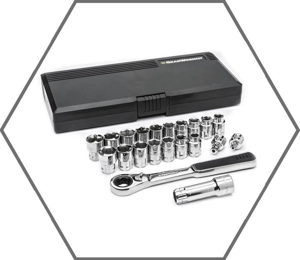 21pc 3/8" Drive 3/8"-3/4" & 10mm-19mm GearWrench Pass Thru SAE/Metric Socket Set