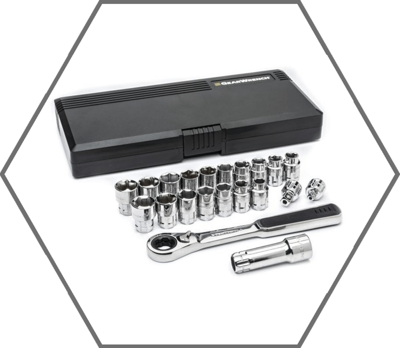 21pc 3/8" Drive 3/8"-3/4" & 10mm-19mm GearWrench Pass Thru SAE/Metric Socket Set