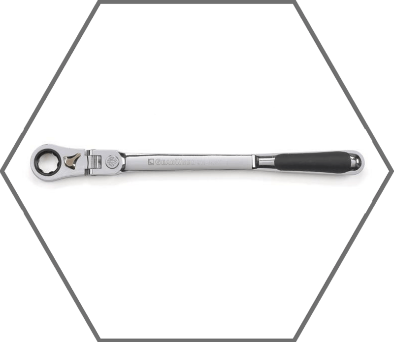 3/8" Drive 12"L GearWrench XL Pass Thru 72 Tooth Locking Flex Head Reversible Ratchet