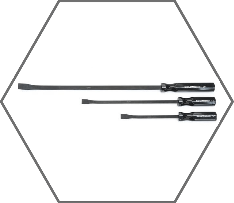 3Pc 9/16" & 3/4" GearWrench Steel Angled Tip Handled Pry Bar Set