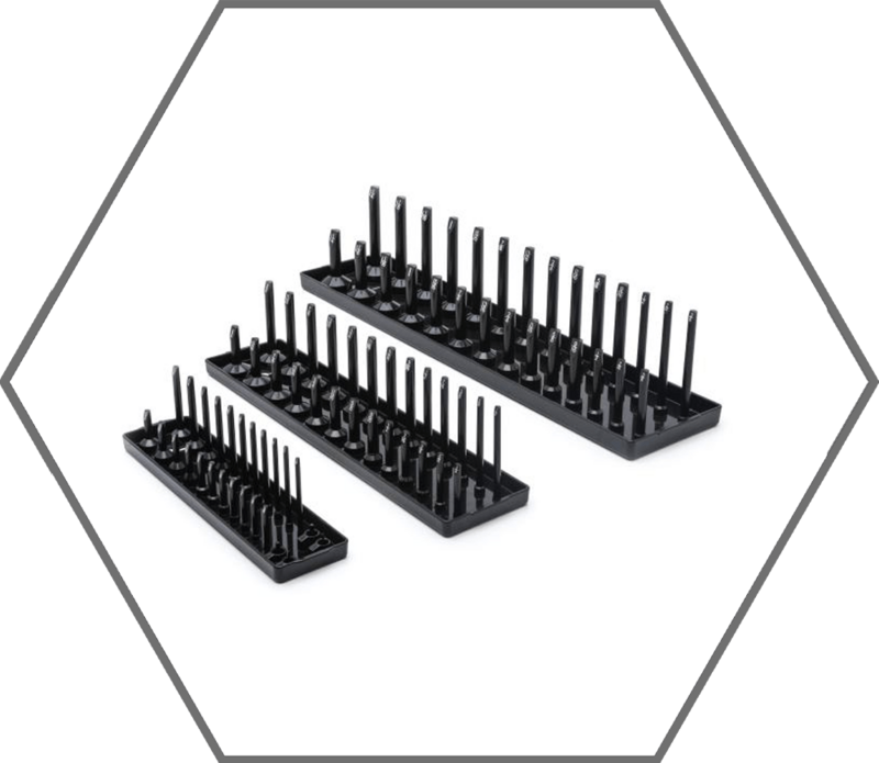 3 Pc. 1/4", 3/8" & 1/2" Drive Black SAE Socket Storage Tray Set