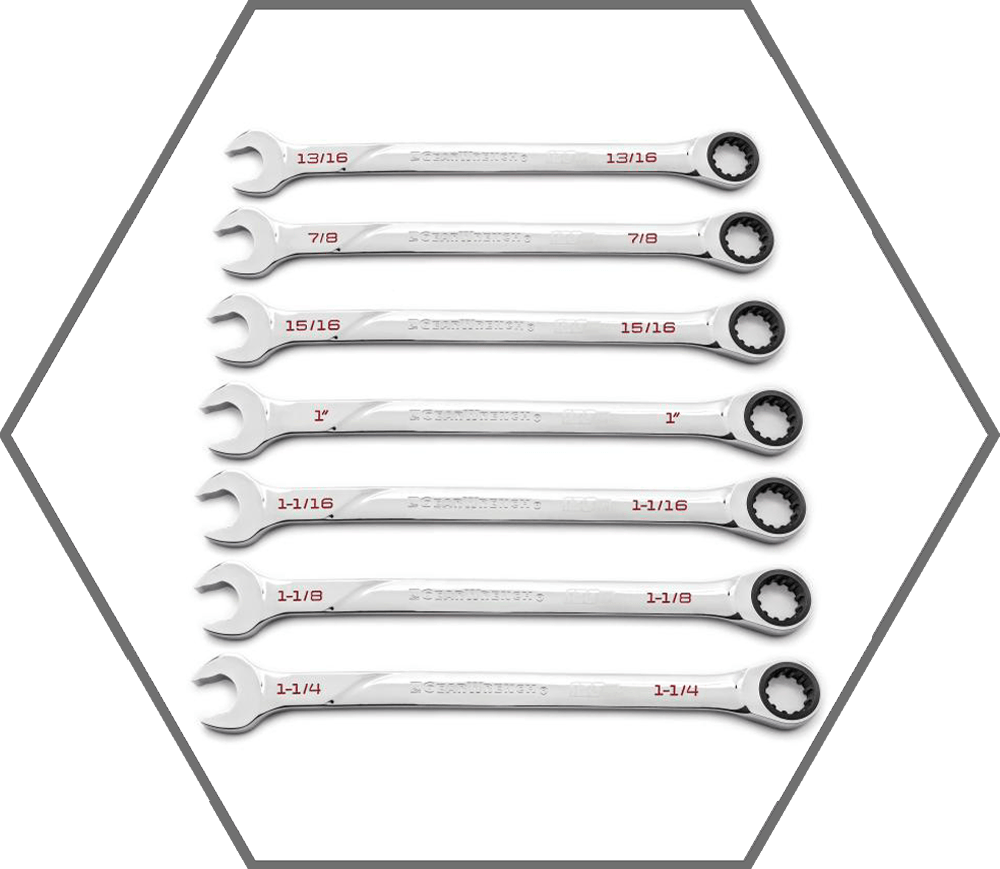 7pc 13/16"-1-1/4" Universal Spline GearWrench 120XP SAE Ratcheting Combination Wrench Set