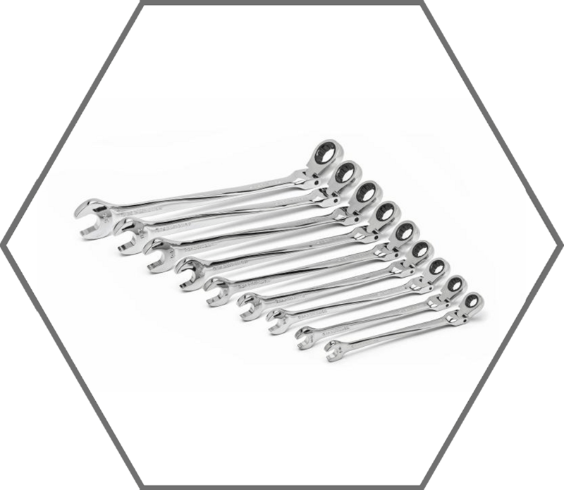 9pc 5/16"-3/4" 12pt GearWrench XL X-Beam Flex Head SAE Ratcheting Combination Wrench Set