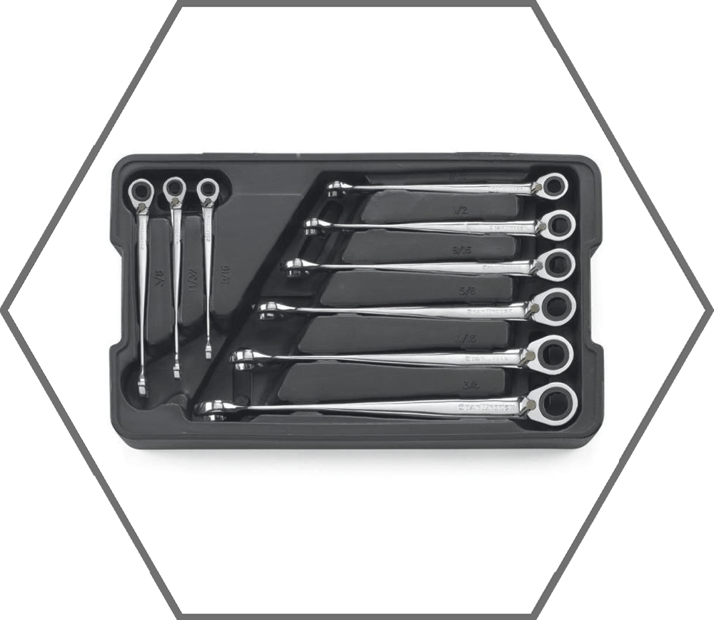 9pc 5/16"-3/4" 12pt GearWrench XL X-Beam SAE Reversible Ratcheting Combination Wrench Set