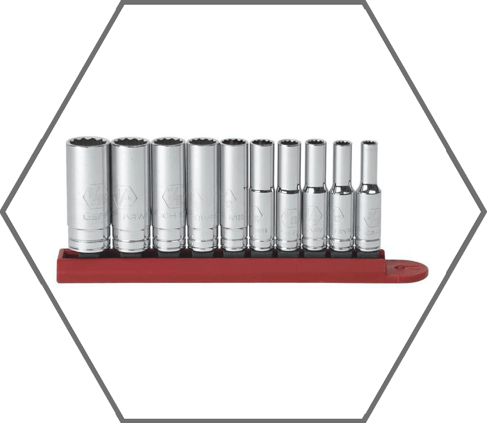 10pc 1/4" Drive 3/16"-9/16" GearWrench Chrome Finish 12pt Deep SAE Socket Set
