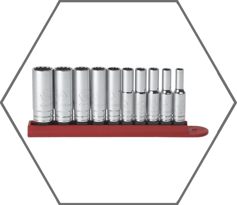 10pc 1/4" Drive 3/16"-9/16" GearWrench Chrome Finish 12pt Deep SAE Socket Set