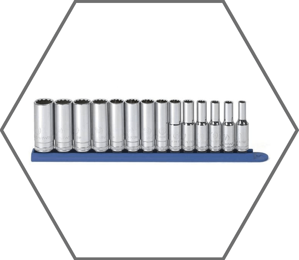 14pc 3/8" Drive 6mm-19mm GearWrench Chrome Finish 12pt Deep Metric Socket Set