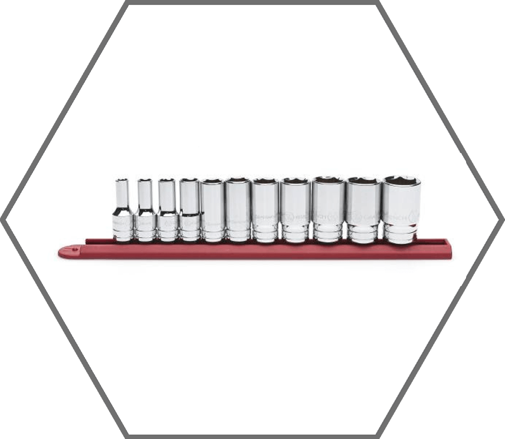 11pc 3/8" Drive 1/4"-1" GearWrench Chrome Finish 6pt Mid Length SAE Socket Set