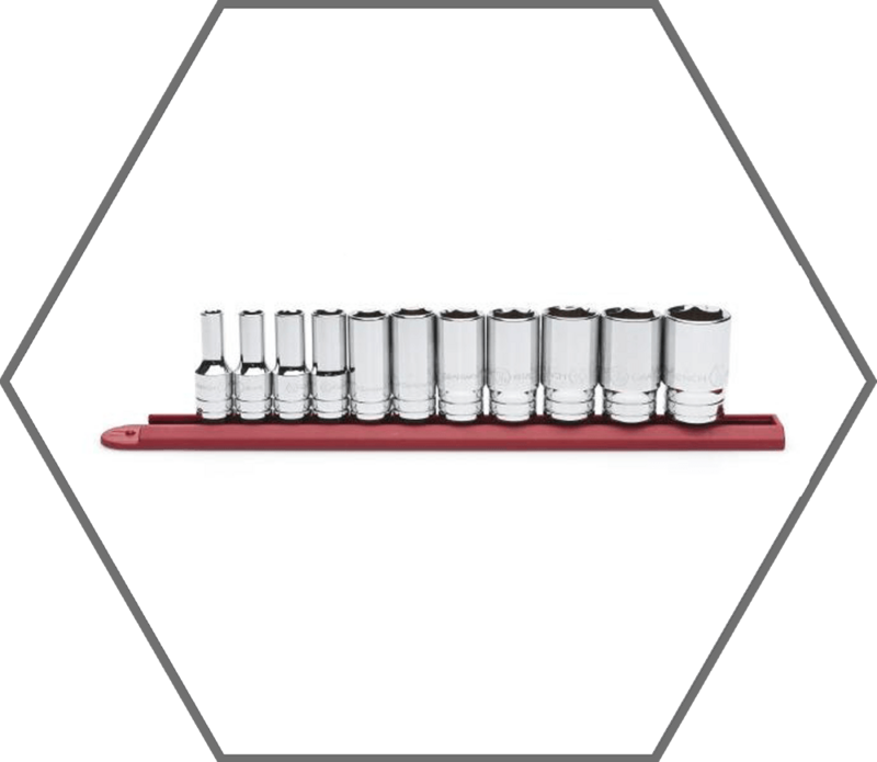 11pc 3/8" Drive 1/4"-1" GearWrench Chrome Finish 6pt Mid Length SAE Socket Set