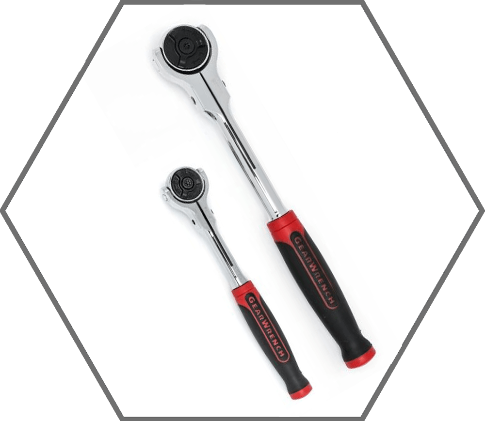 2pc 1/4" & 3/8" Drive GearWrench 72 Tooth Dual Material Roto Reversible Ratchet Set