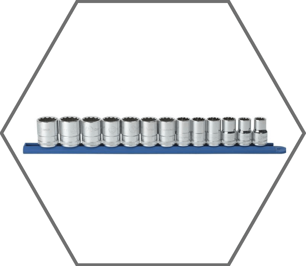 13pc 1/2" Drive 12mm-24mm GearWrench Chrome Finish 12pt Standard Metric Socket Set