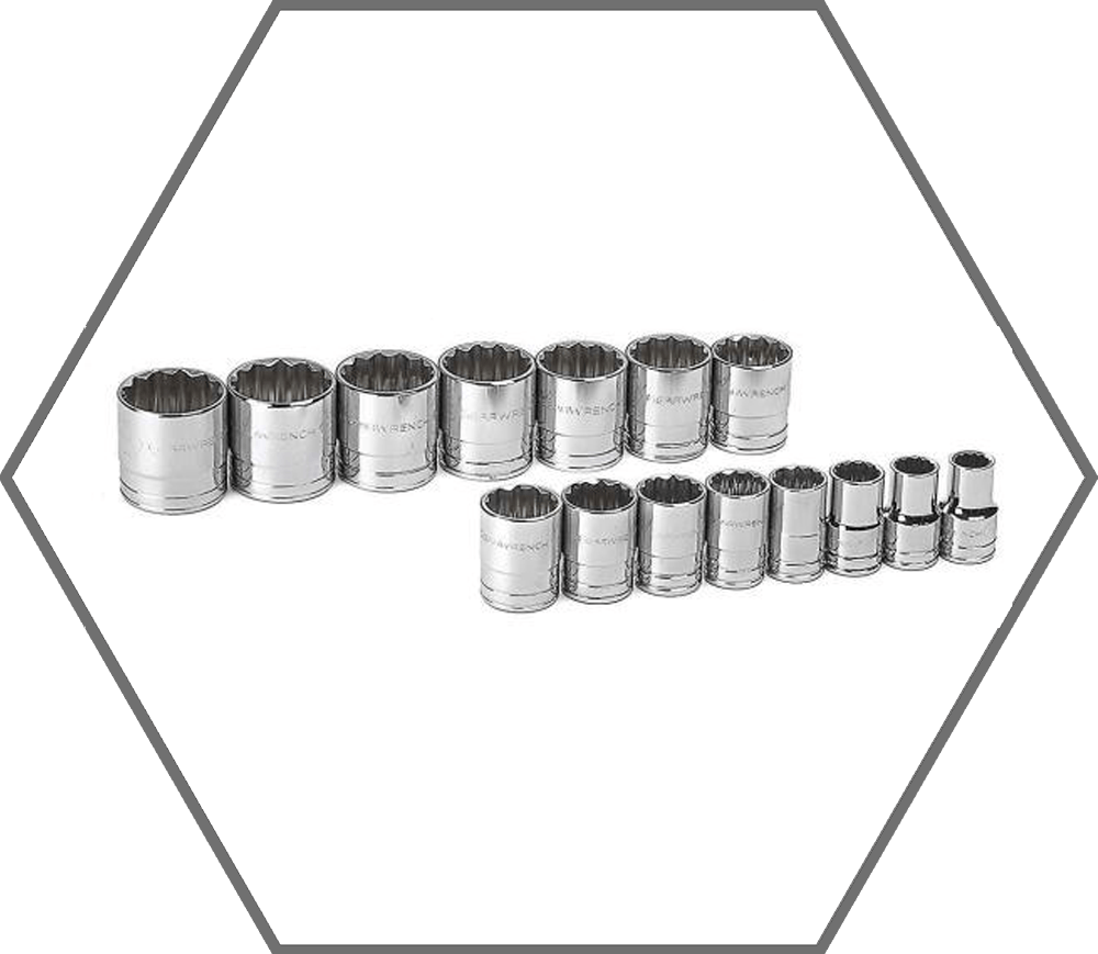 15pc 1/2" Drive 7/16"-1-1/2" GearWrench Chrome Finish 12pt Standard SAE Socket Set