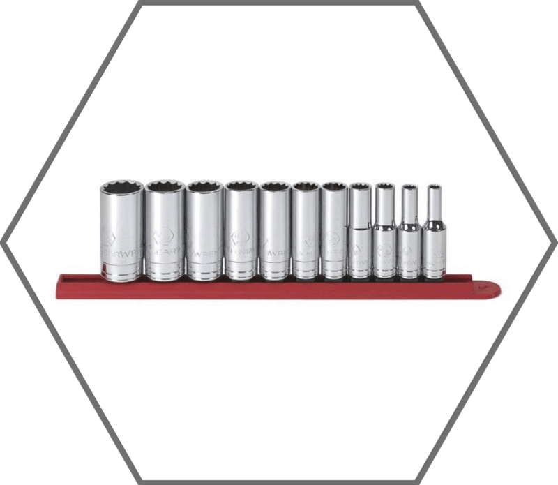 11pc 3/8" Drive 1/4"-7/8" GearWrench Chrome Finish 12pt Deep SAE Socket Set