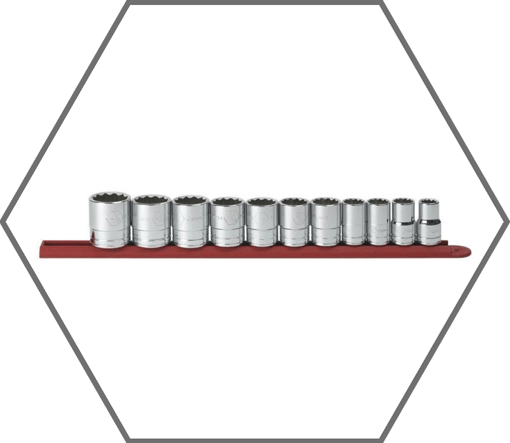 11pc 1/2" Drive 1/2"-1-1/8" GearWrench Chrome Finish 12pt Standard SAE Socket Set