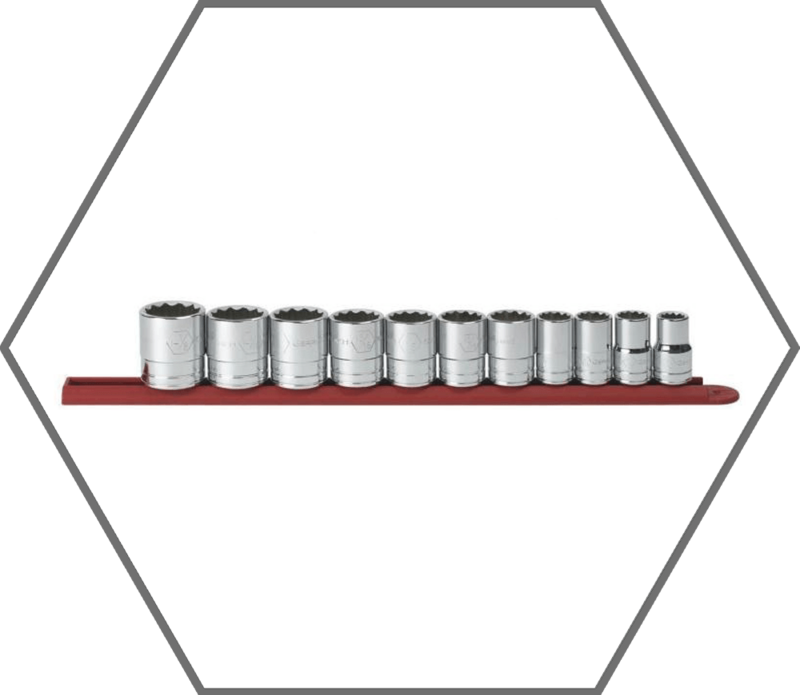 11pc 1/2" Drive 1/2"-1-1/8" GearWrench Chrome Finish 12pt Standard SAE Socket Set