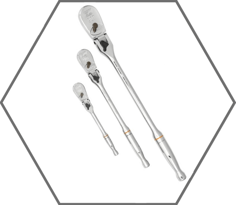 3pc 1/4", 3/8" & 1/2" Drive GearWrench 84 Tooth Locking Flex Head Teardrop Reversible Ratchet Set