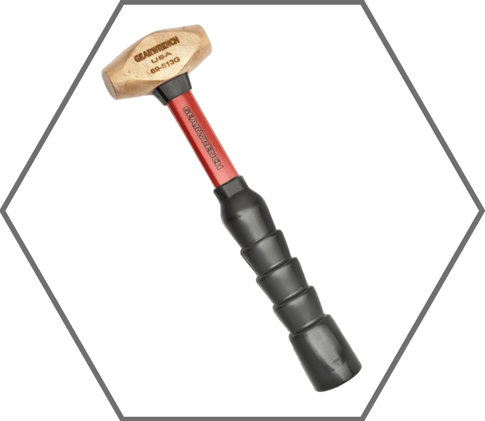 40oz GearWrench Brass Head Cushion Grip Fiberglass Handle Non-Sparking Hammer