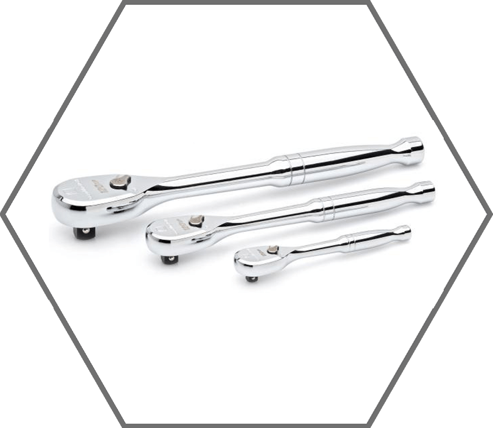 3pc 1/4", 3/8" & 1/2" Drive GearWrench 120XP Teardrop Reversible Ratchet Set