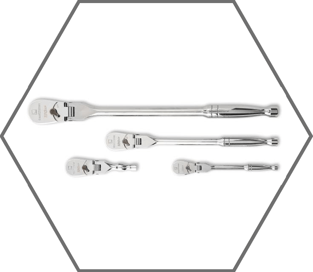 4pc 1/4", 3/8" & 1/2" Drive GearWrench 120XP Flex Head Teardrop Reversible Ratchet Set