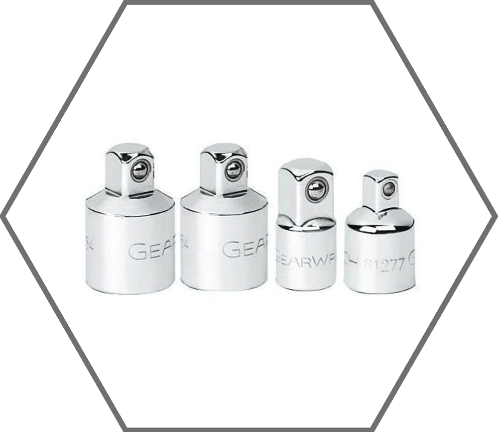 4pc 1/4", 3/8" & 1/2" Drive GearWrench Chrome Finish Drive Socket Adapter Set