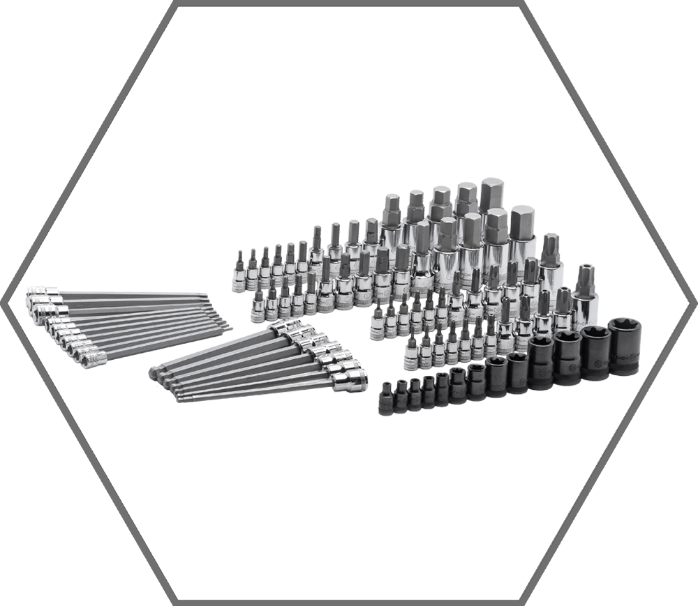 84 pc. 1/4", 3/8" & 1/2" Drive Hex/Ball End Hex/Tamper Proof Torx/External Torx/Torx SAE/Metric Bit Set