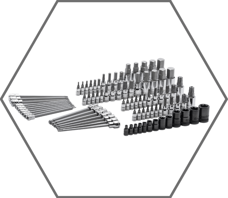 84 pc. 1/4", 3/8" & 1/2" Drive Hex/Ball End Hex/Tamper Proof Torx/External Torx/Torx SAE/Metric Bit Set