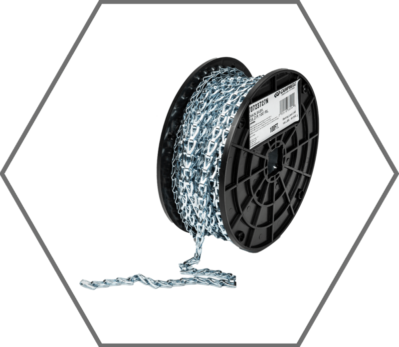 #35 106lb WLL Campbell Blu-Krome Zinc Plated Steel Sash Chain, 100ft Reel