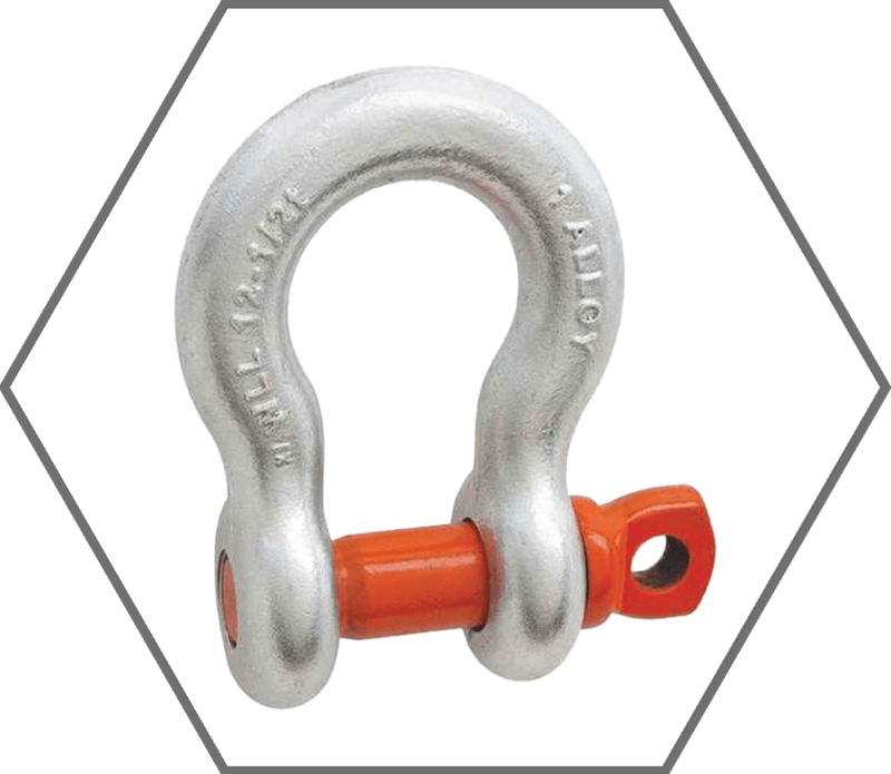 1" 25000lb WLL Campbell A-419-G Galvanized Alloy Steel Screw Pin Anchor Shackle