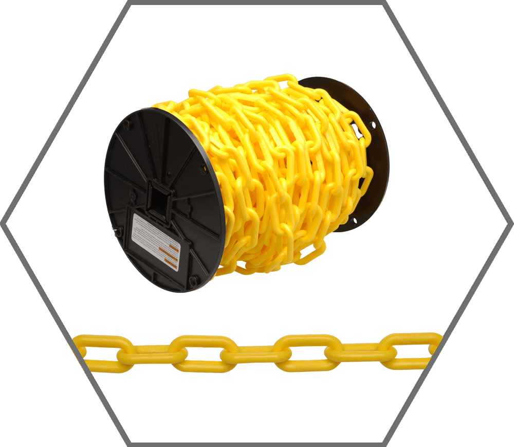 #8 Campbell Yellow Polyethylene Decorative, Warning & Barrier Chain, 60ft Reel