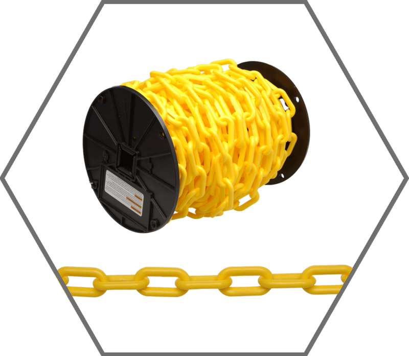 #8 Campbell Yellow Polyethylene Decorative, Warning & Barrier Chain, 60ft Reel