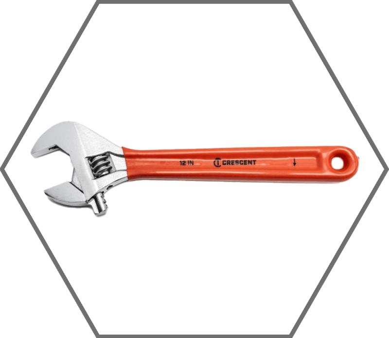 12"L 1.500"Jaw Crescent Chrome Finish Cushion Grip Adjustable Wrench