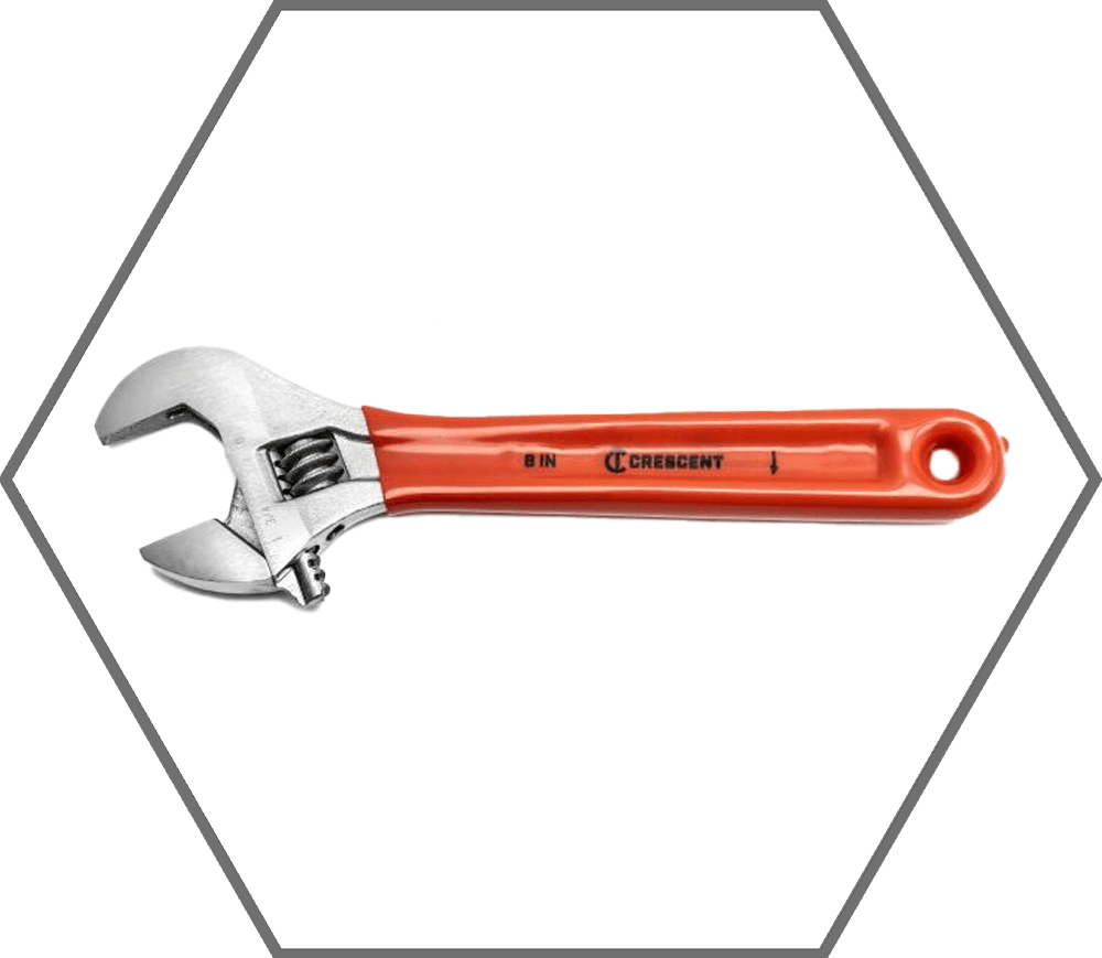 8"L 1.125"Jaw Crescent Chrome Finish Cushion Grip Adjustable Wrench