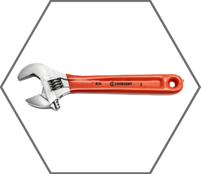 8"L 1.125"Jaw Crescent Chrome Finish Cushion Grip Adjustable Wrench