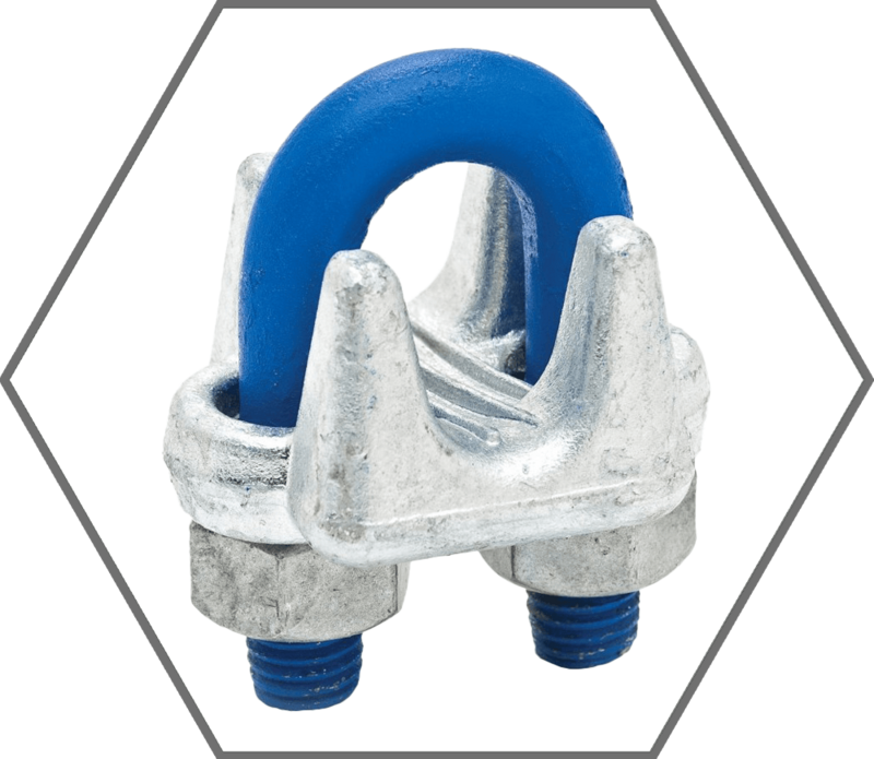 3/8" Campbell Blue U-Bolt Galvanized Drop Forged Wire Rope Clip, Made in USA
