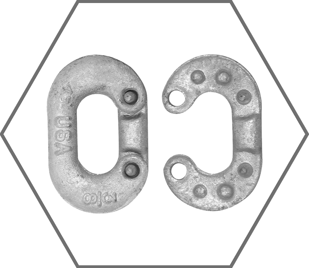 5/16" 2000lb WLL Campbell Galvanized Carbon Steel Regular Shape Connecting Link, Made in USA