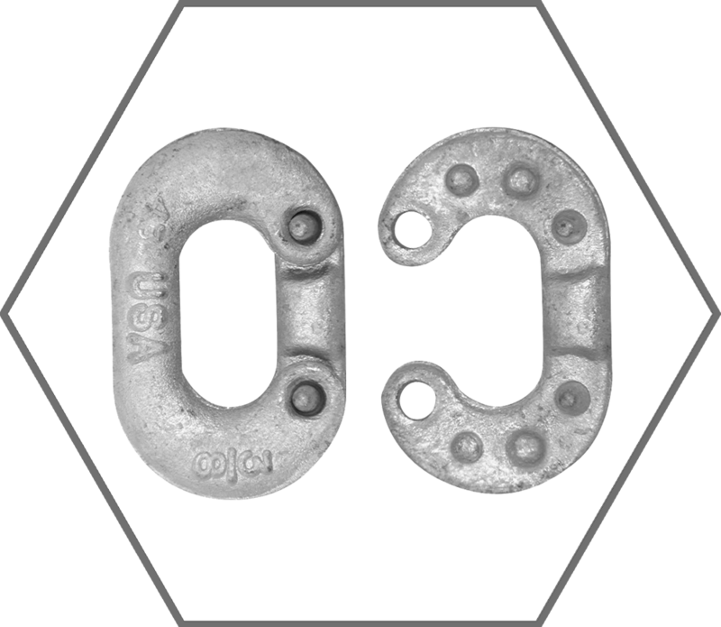 5/16" 2000lb WLL Campbell Galvanized Carbon Steel Regular Shape Connecting Link, Made in USA