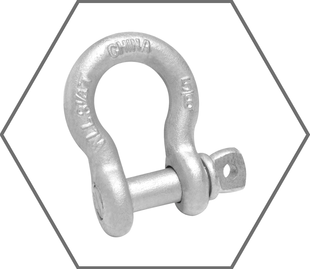 3/4" 9500lb WLL Campbell Galvanized Carbon Steel Screw Pin Anchor Shackle, Import