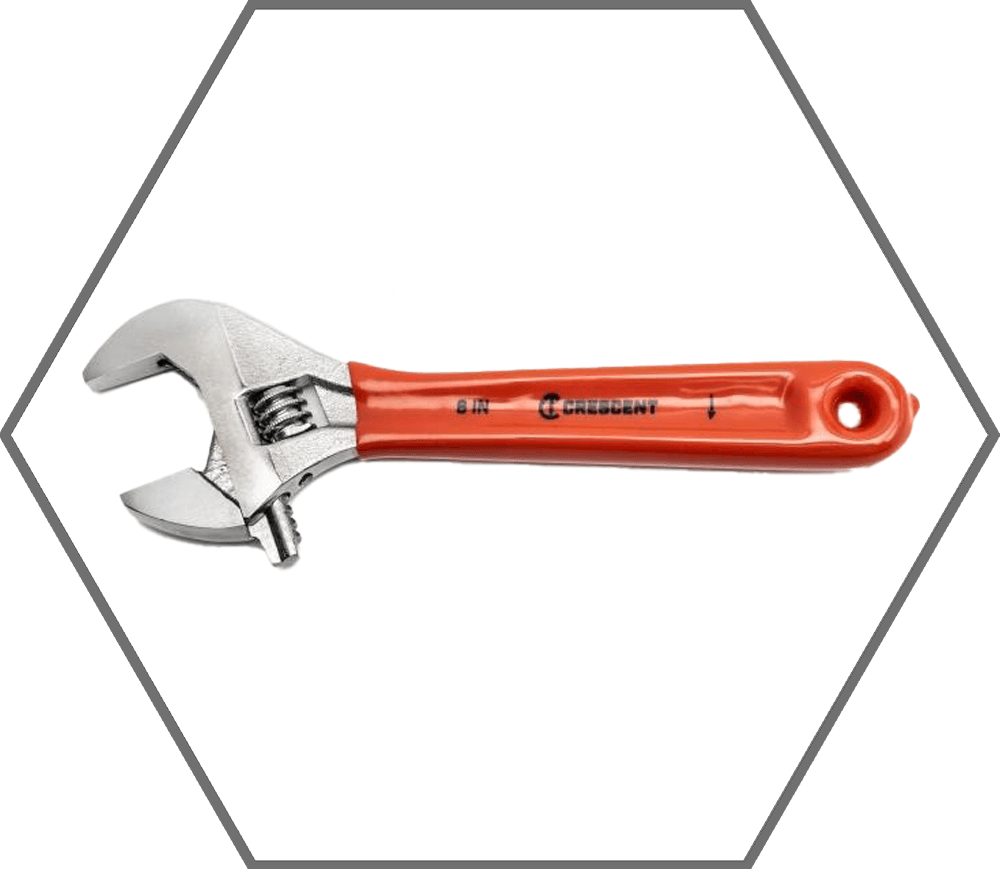6"L 0.938"Jaw Crescent Chrome Finish Cushion Grip Adjustable Wrench