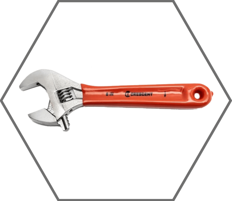 6"L 0.938"Jaw Crescent Chrome Finish Cushion Grip Adjustable Wrench