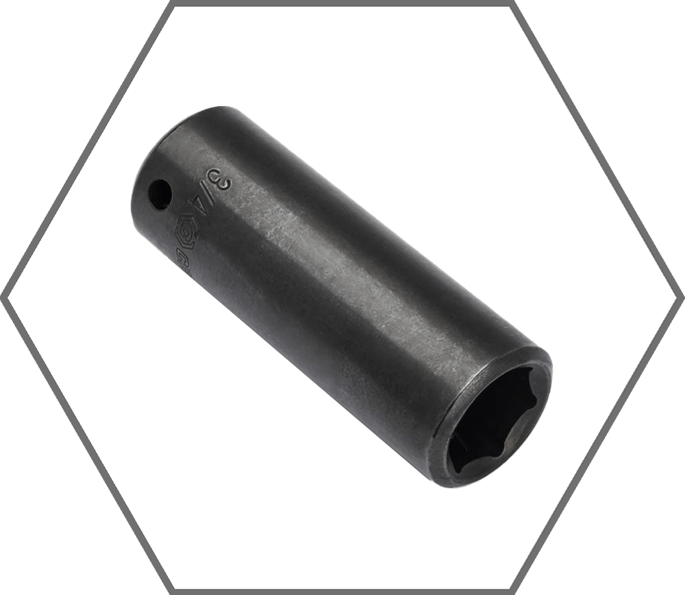 3/4" x 3-3/16"L Deep Impact Sockets, SAE 6-point, 1/2" drive