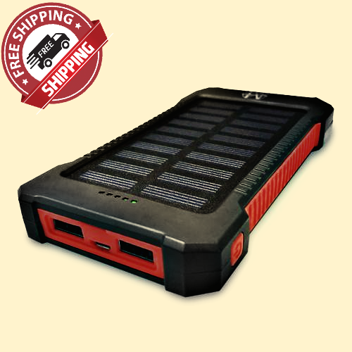 20000MAH Fast Charging Solar Rechargable 2-USB Portable Power Banks