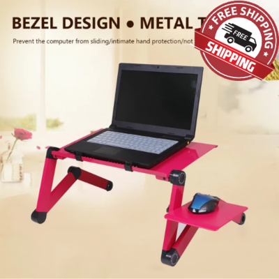 Adjustable Laptop Stand Portable Folding Computer Desk with Side Mount Mouse Pad | Red Rose