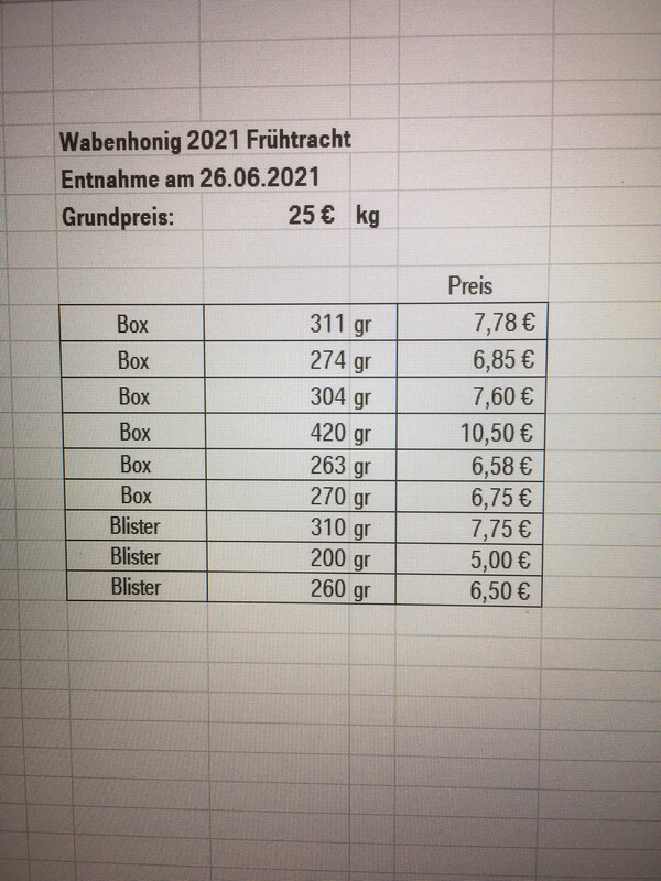 Waben Honig Stücke Naturbau 200-400 gr, Frühtracht