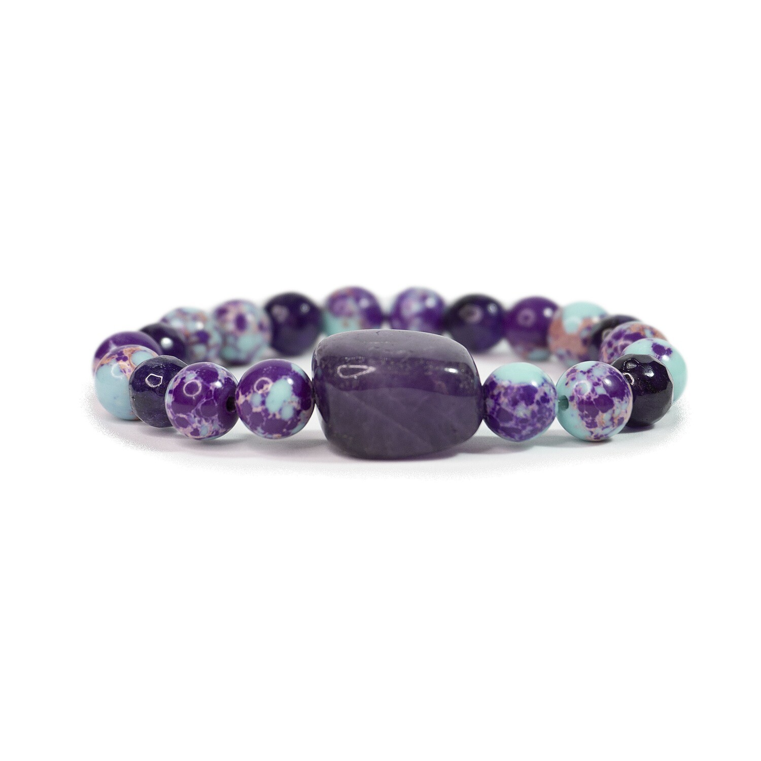 06015 - Pulsera jaspe celeste y morado con amatista