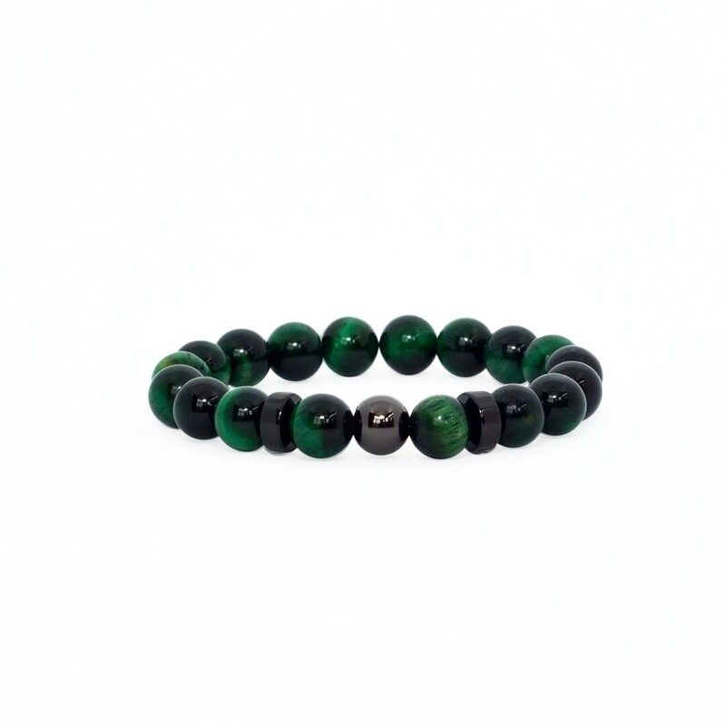 10005 - ​Pulsera ojo de tigre verde | 8 mm