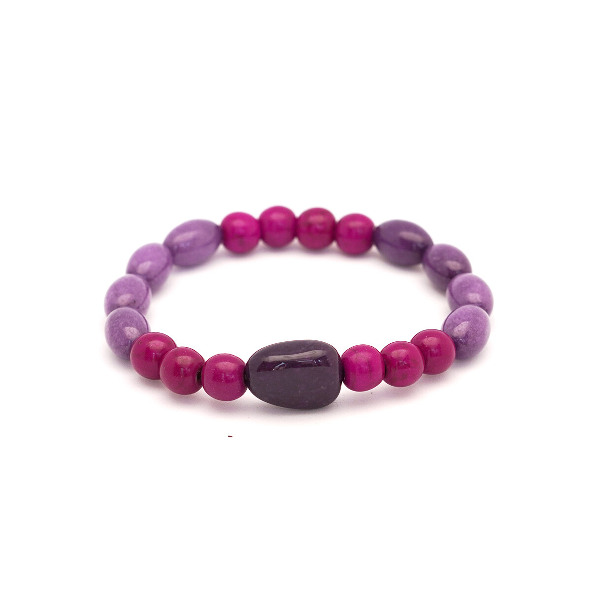 02157 - Pulsera fosfosiderita morada y jaspe fucsia | 8 mm